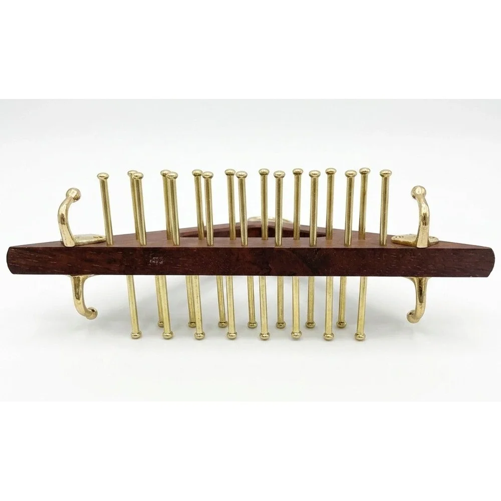 Neck Tie and Belt Organizer Hanger, Dark Wood / Gold Tone, Scarf Organizer